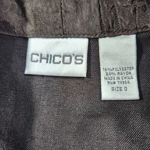 Chico's Lightweight Crop Jacket Size 0 (S/4) Brown Crinkled Textured Metallic - Picture 9 of 13